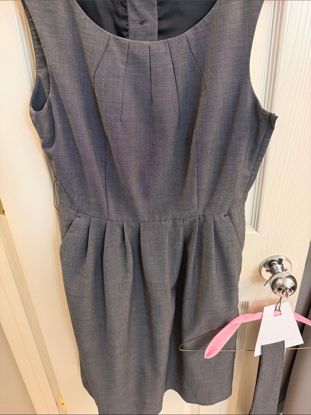 H&M Charcoal Gray Pleated Waist Midi Dress - Picture 4 of 12
